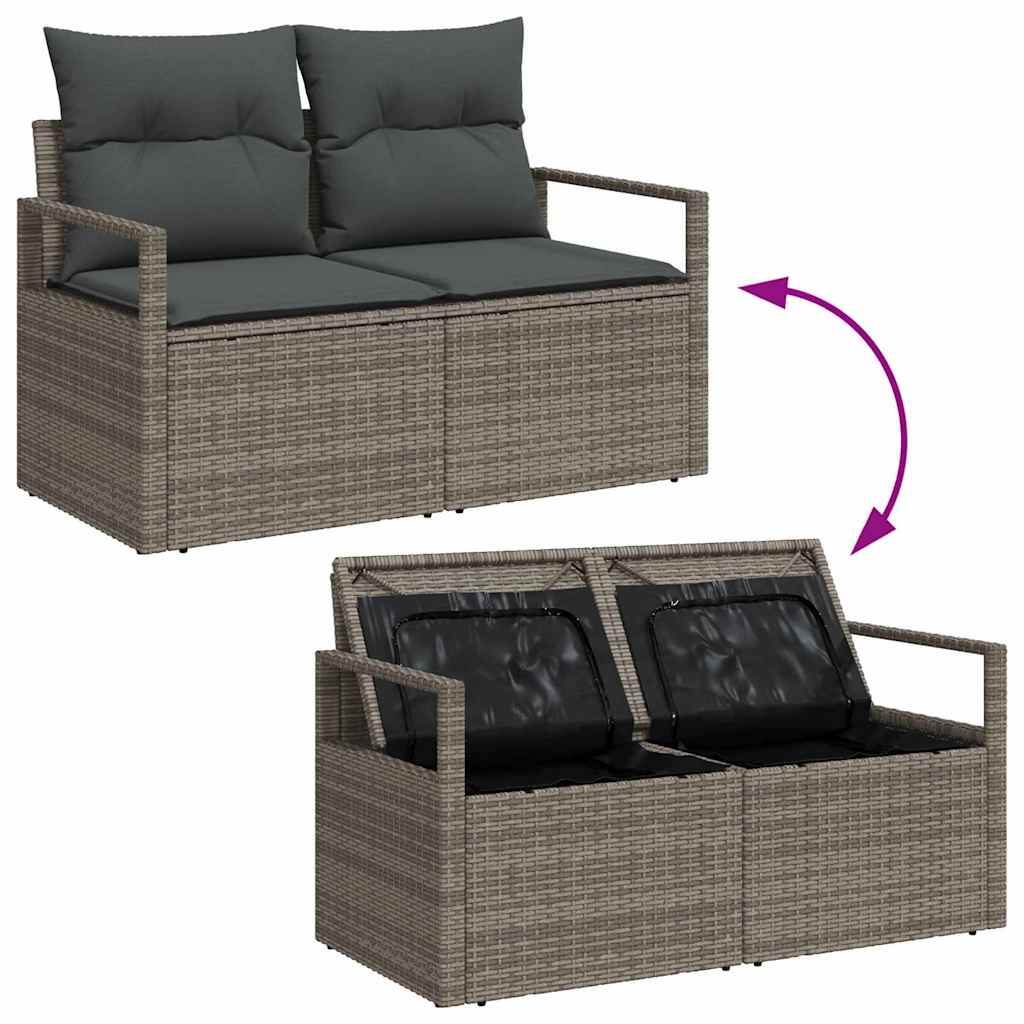 Garten-Sofa-Set mit Kissen mit Speicher 3 pcs Grau